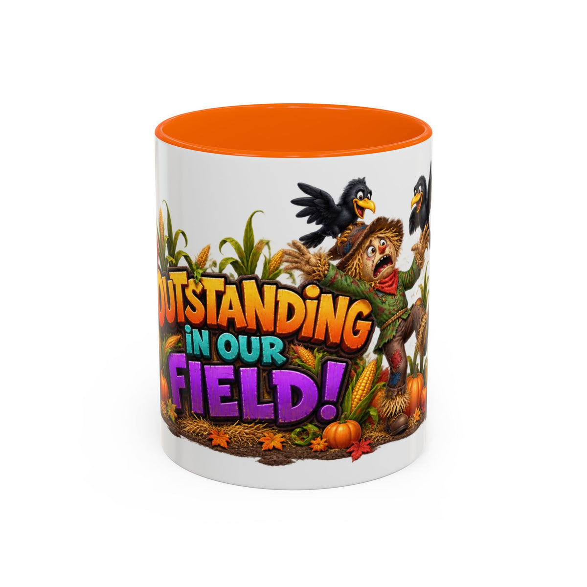 Outstanding in Our Field Funny Scarecrow Halloween White Mug