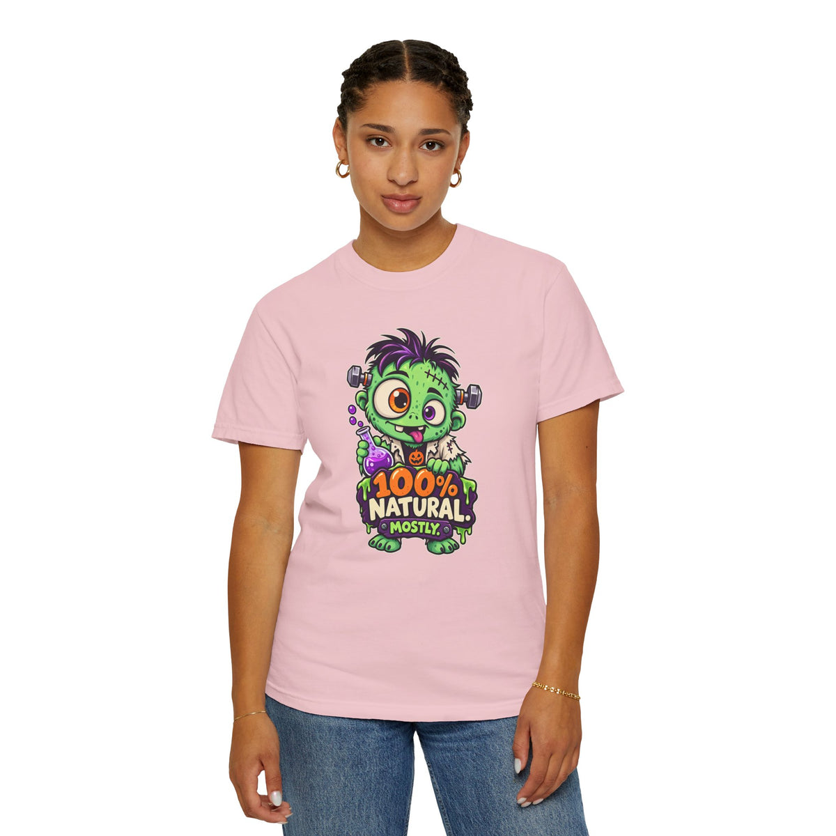 100% Natural. Mostly. – Cute Halloween Lab Monster T-Shirt