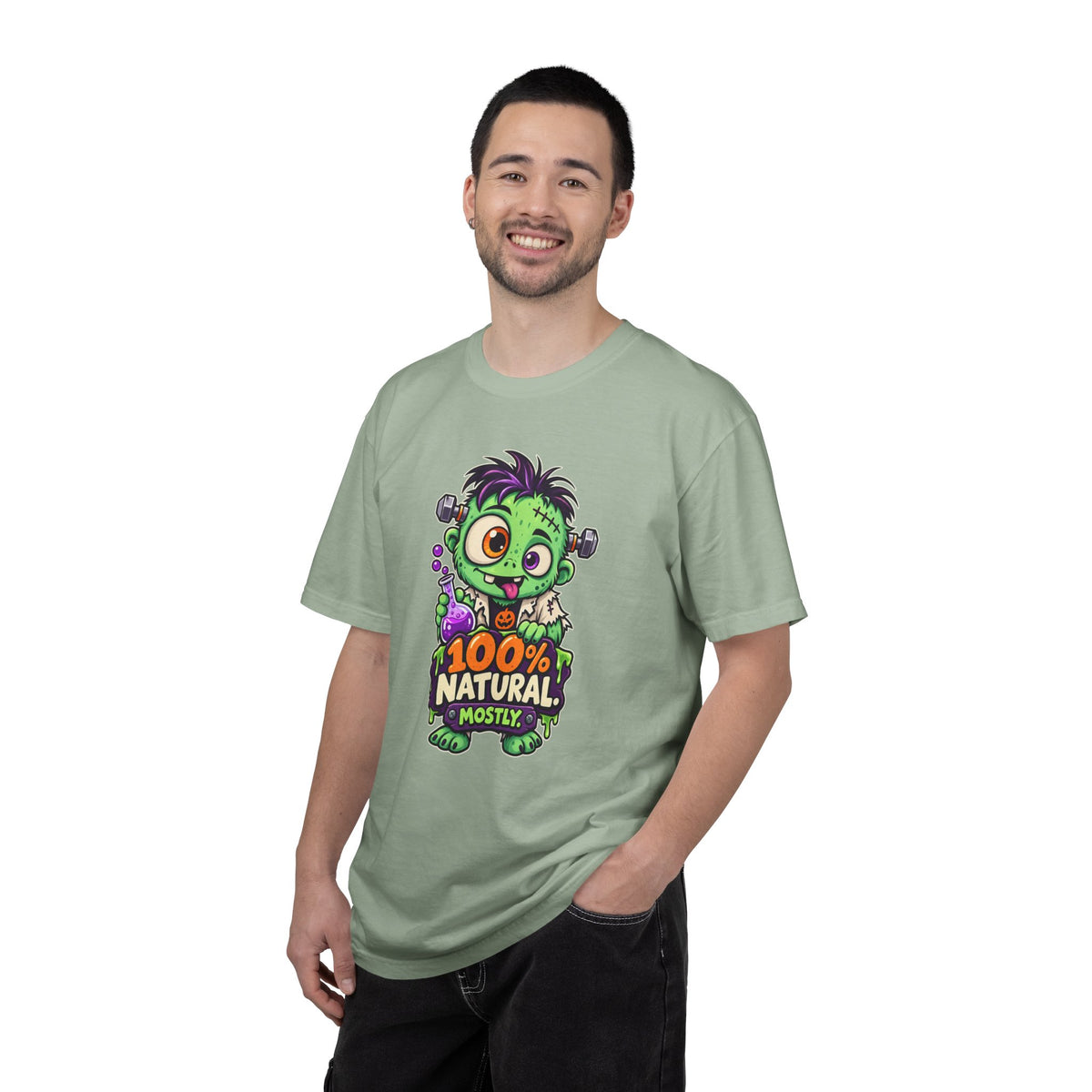 100% Natural. Mostly. – Cute Halloween Lab Monster T-Shirt
