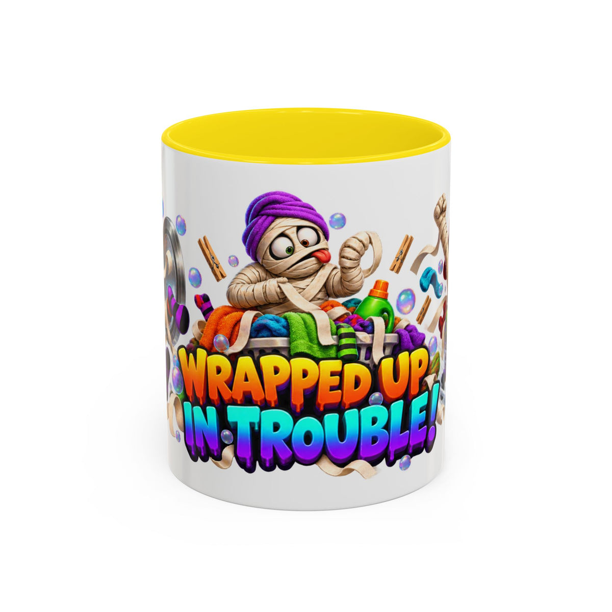 Wrapped Up in Trouble Mummy Halloween White Mug