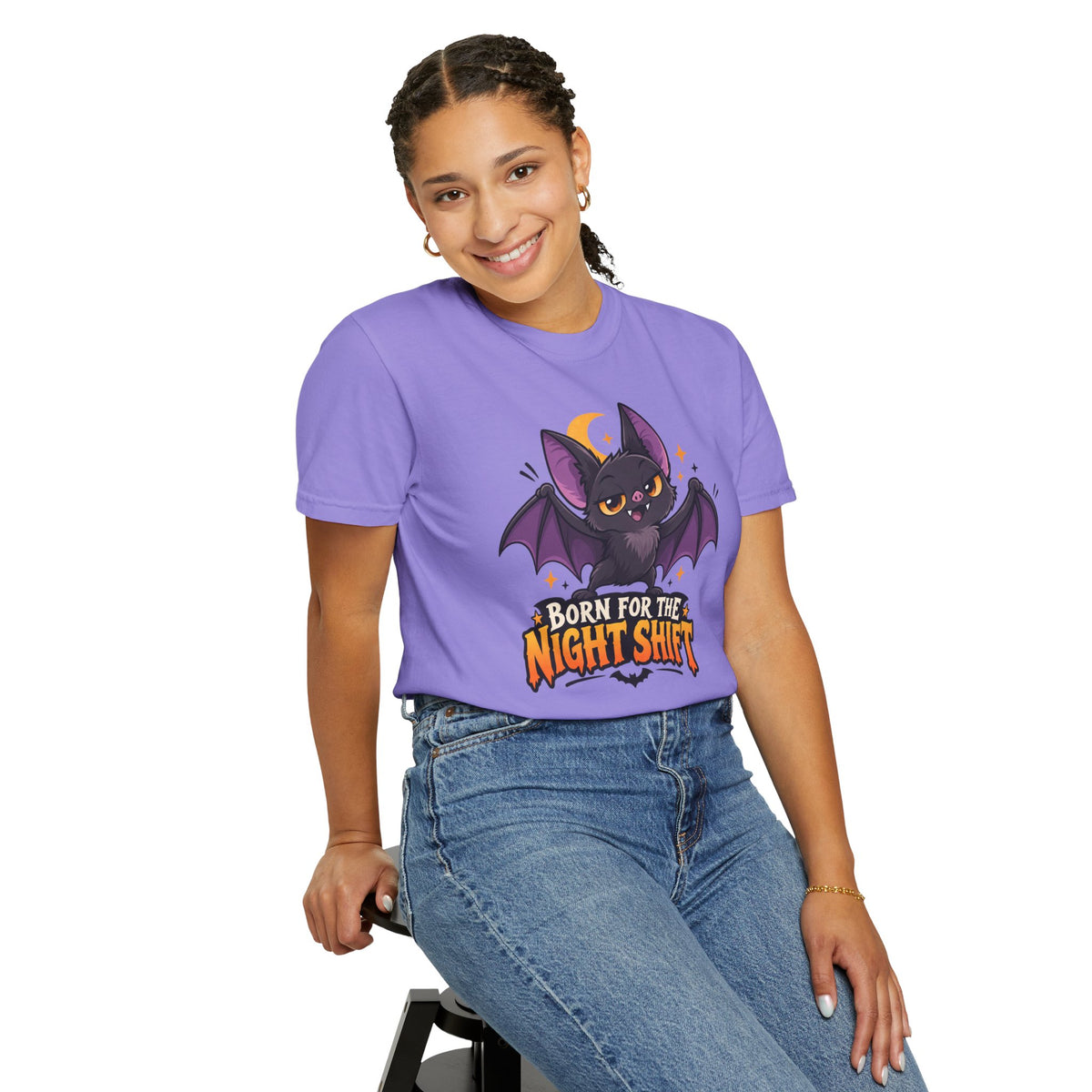 Born for the Night Shift – Cute Halloween Bat T-Shirt