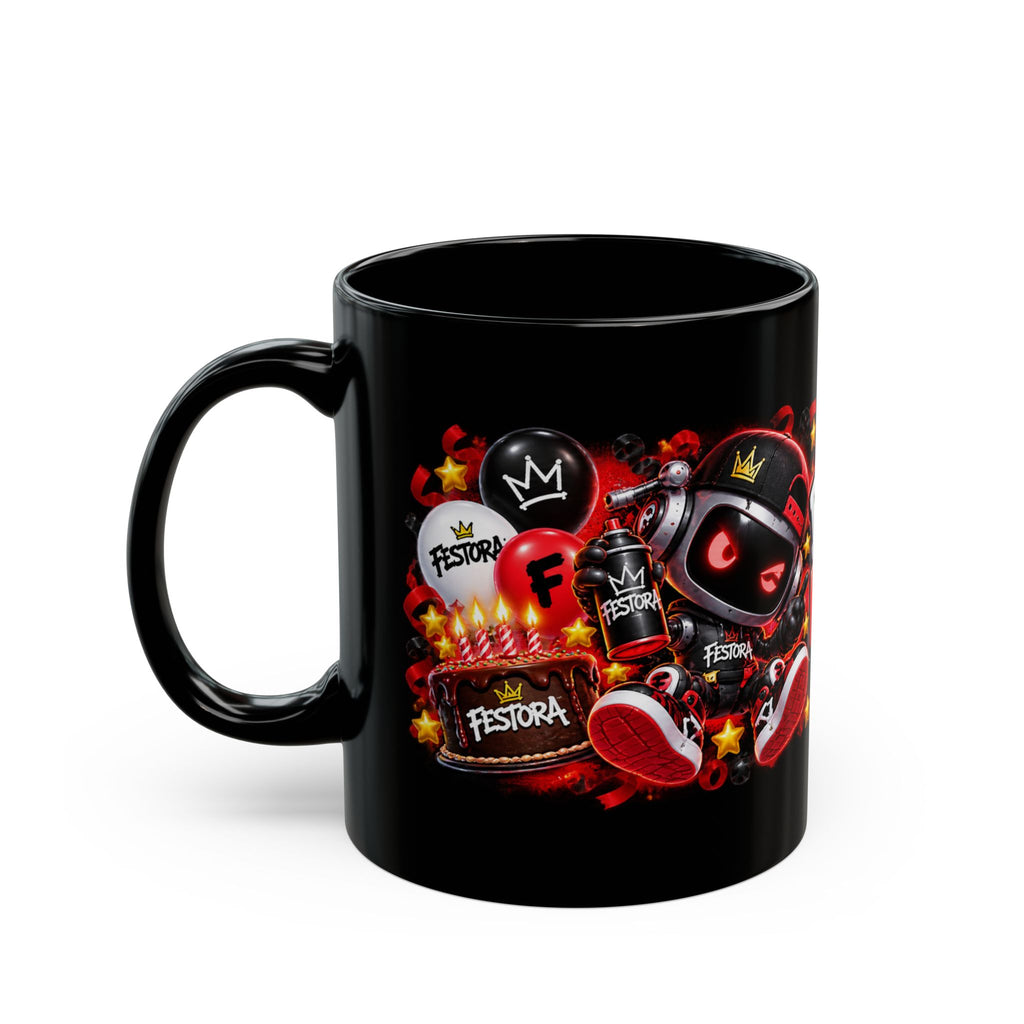 Birthday Level Up Festora Bot Mug – Grafx Robot Birthday Coffee Cup