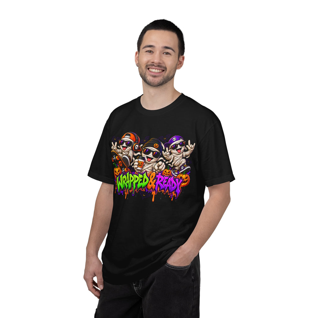 Wrapped & Ready – Halloween Mummy Crew Graphic T-Shirt