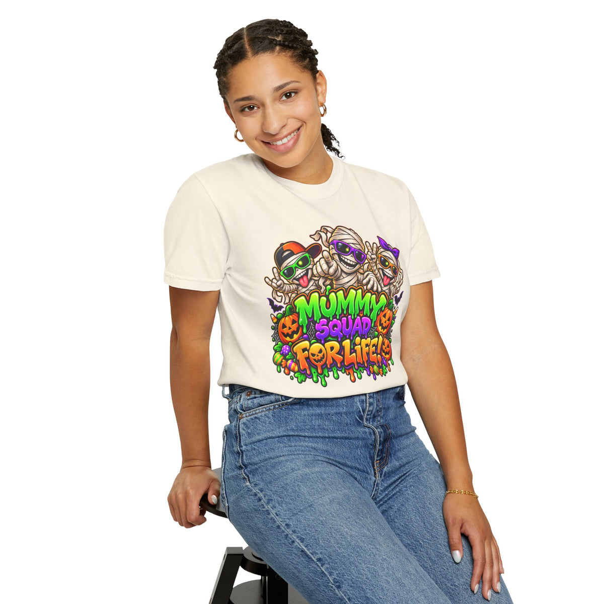 Mummy Squad For Life Halloween T-Shirt – Funny Colorful Mummy Graphic Tee