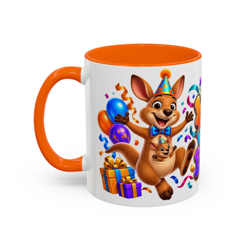 Hop Into Your Birthday White Mug – Cute Kangaroo Birthday Cup, Colorful Fun Party Gift