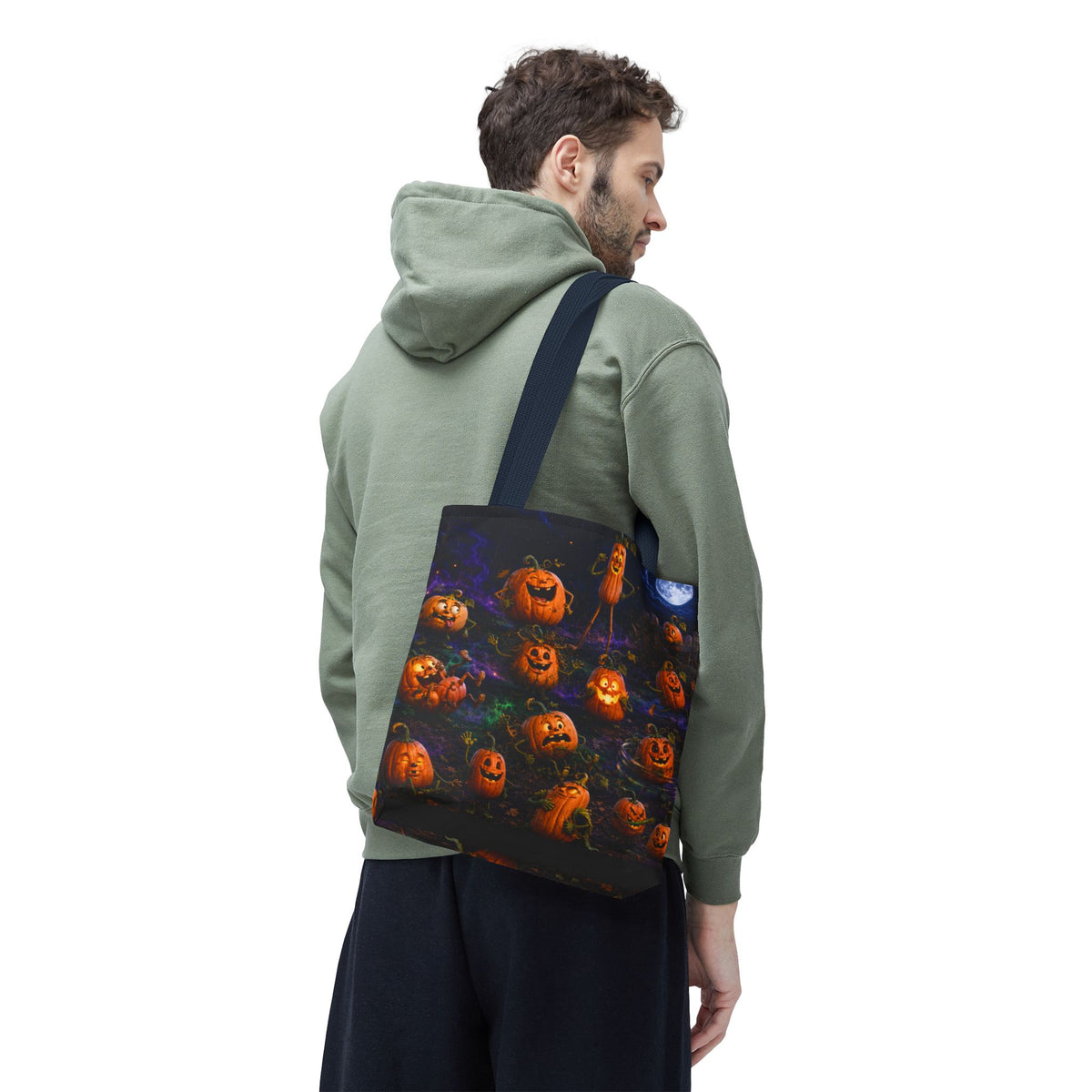 Halloween Pumpkin Patch Tote Bag — Spooky Jack-o'-Lantern All-Over Print