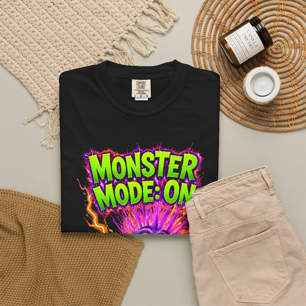 Monster Mode: On T‑Shirt - Funny Electric Purple Monster Graphic Tee