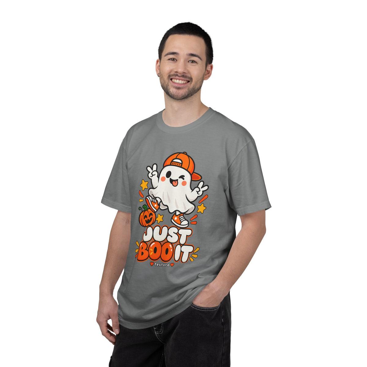 Just Boo It Halloween T-Shirt | Cute Skater Ghost Graphic Tee