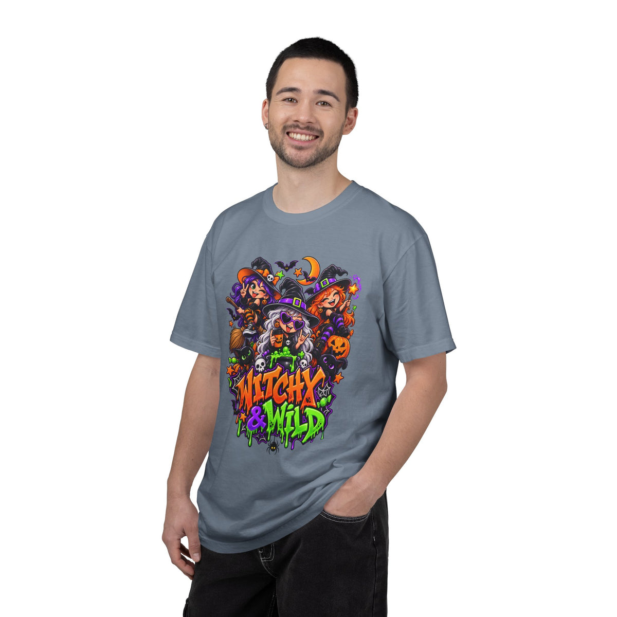 Witchy & Wild – Halloween Witch Crew Graphic T-Shirt