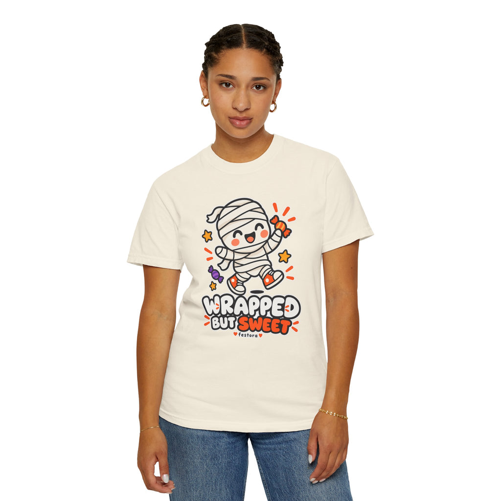Wrapped but Sweet Halloween T-Shirt | Cute Mummy Graphic Tee