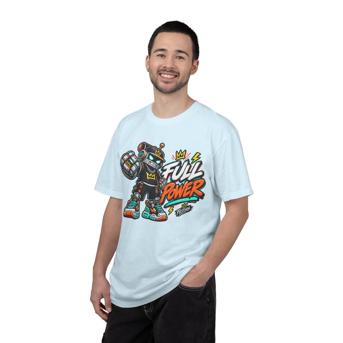 Full Power Robot Graphic T-Shirt — Retro Streetwear Tee