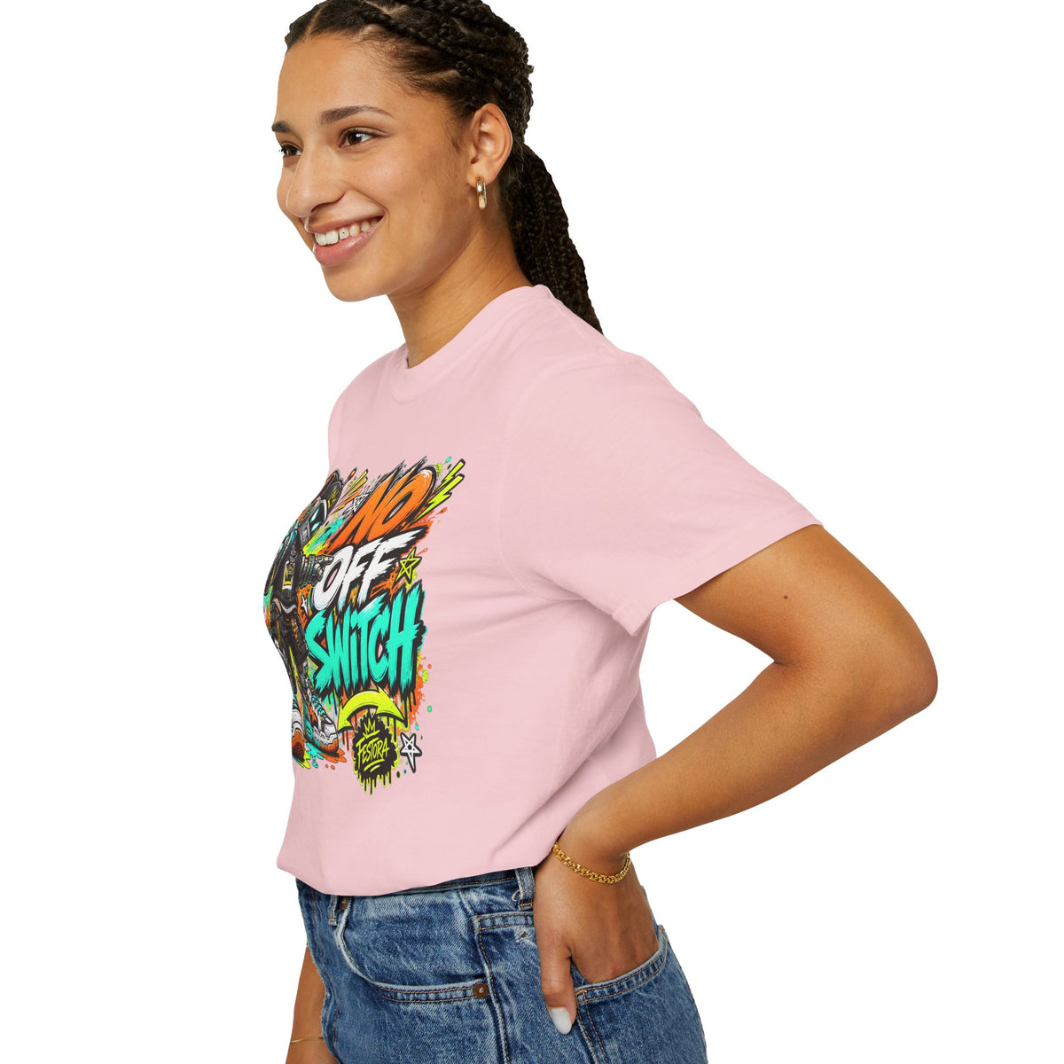 No Off Switch Robot Graphic T-Shirt — Bold Retro Streetwear Design