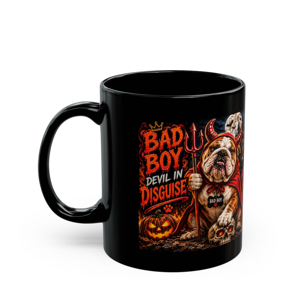 Bad Boy Devil in Disguise Mug — Halloween Bulldog Coffee Cup