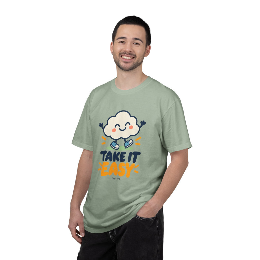 Take It Easy – Happy Cloud Graphic T-Shirt | Festora Everyday