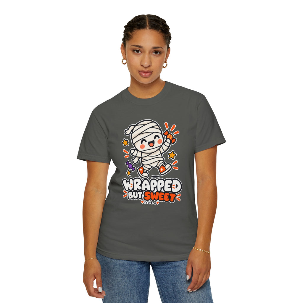 Wrapped but Sweet Halloween T-Shirt | Cute Mummy Graphic Tee