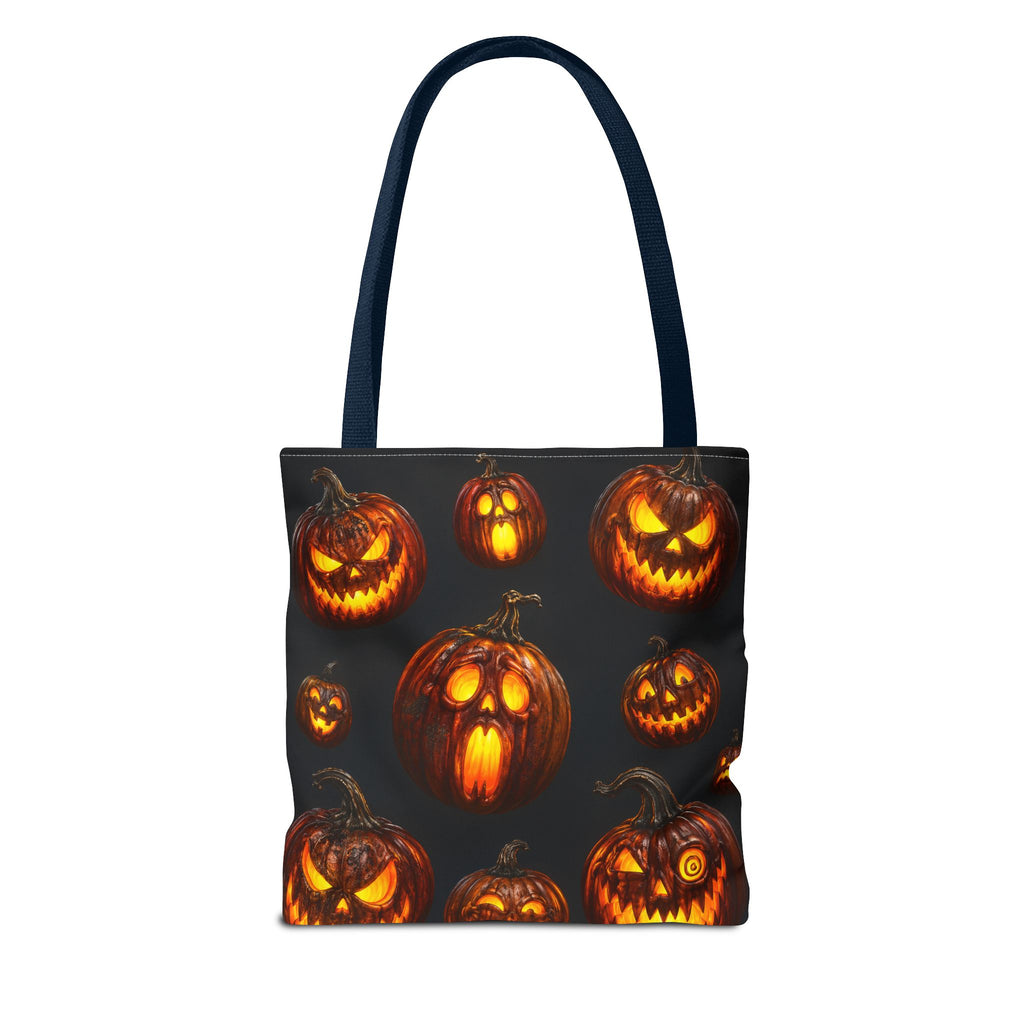 Halloween Jack-o'-Lantern Tote Bag — Spooky Pumpkin All-Over Print Trick-or-Treat Tote