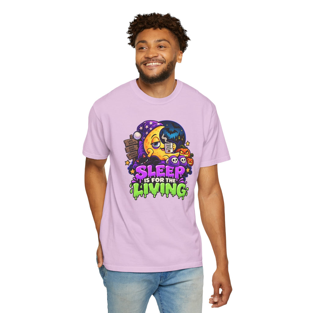 Sleep Is for the Living – Funny Halloween Moon T-Shirt