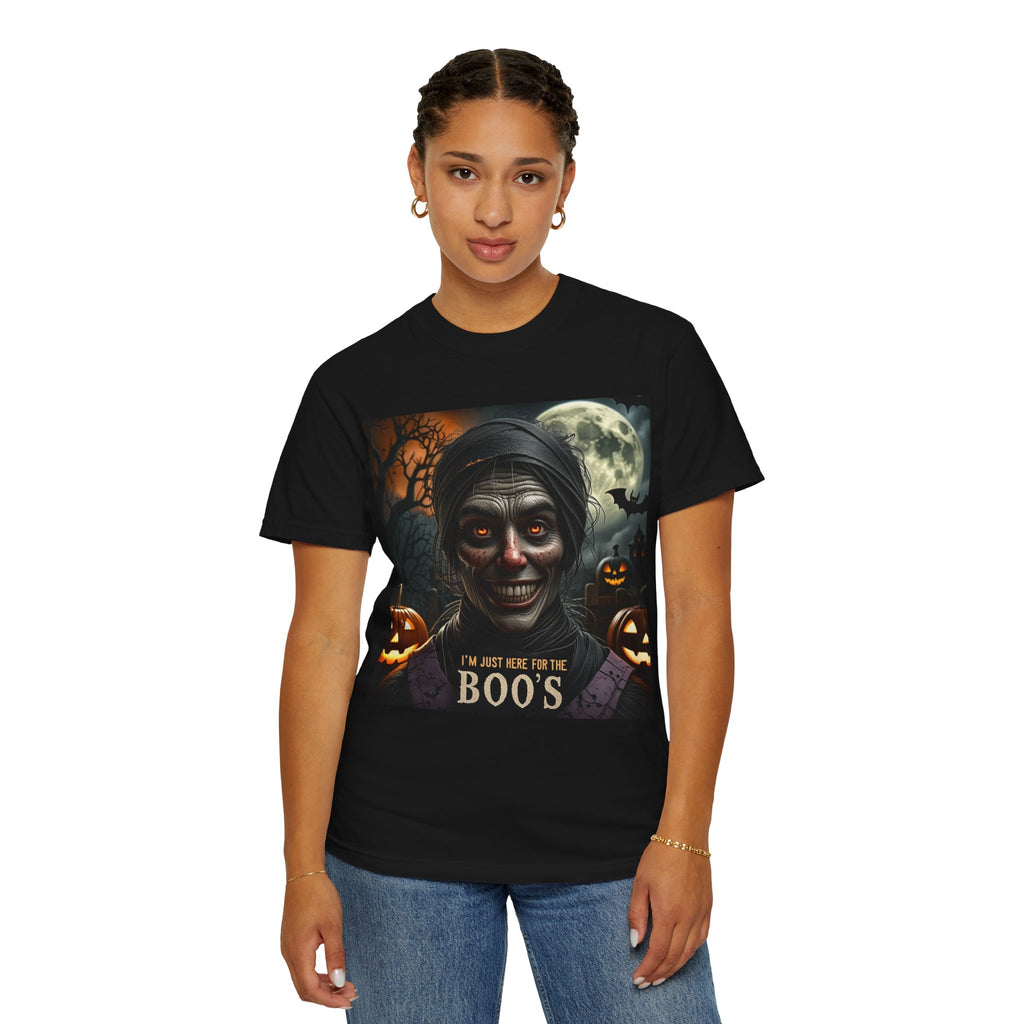 Halloween Creepy Ghoul T-Shirt – “I’m Just Here for the Boo’s” Graphic Tee