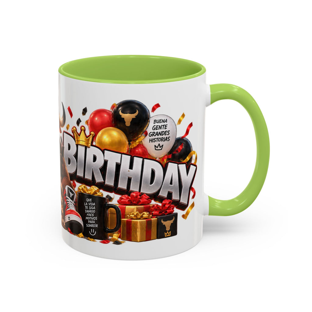Happy Birthday Bull Mug – Colorful 3D Birthday Gift – White Coffee Mug
