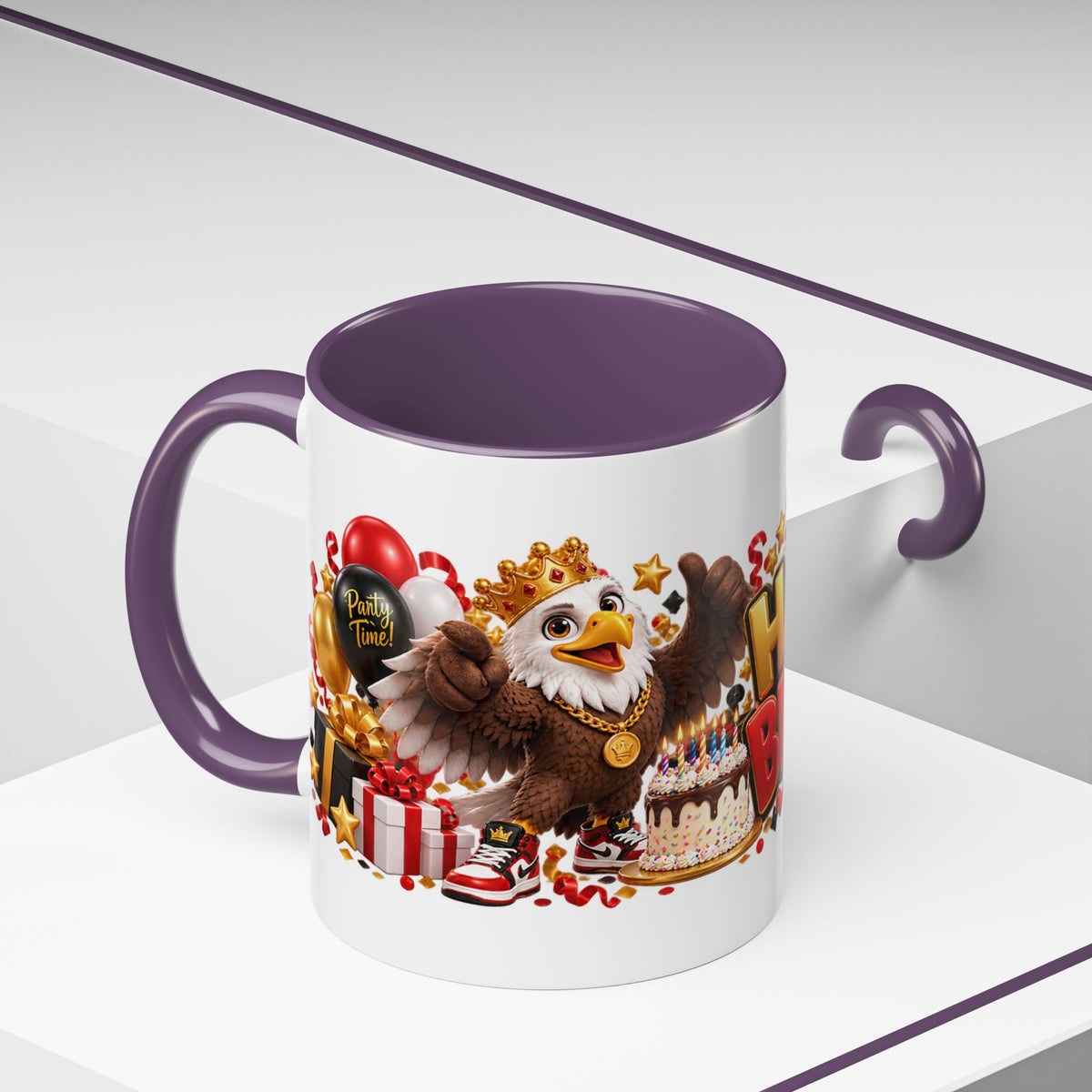 Happy Birthday Eagle Mug – Colorful 3D Birthday Gift – White Coffee Mug