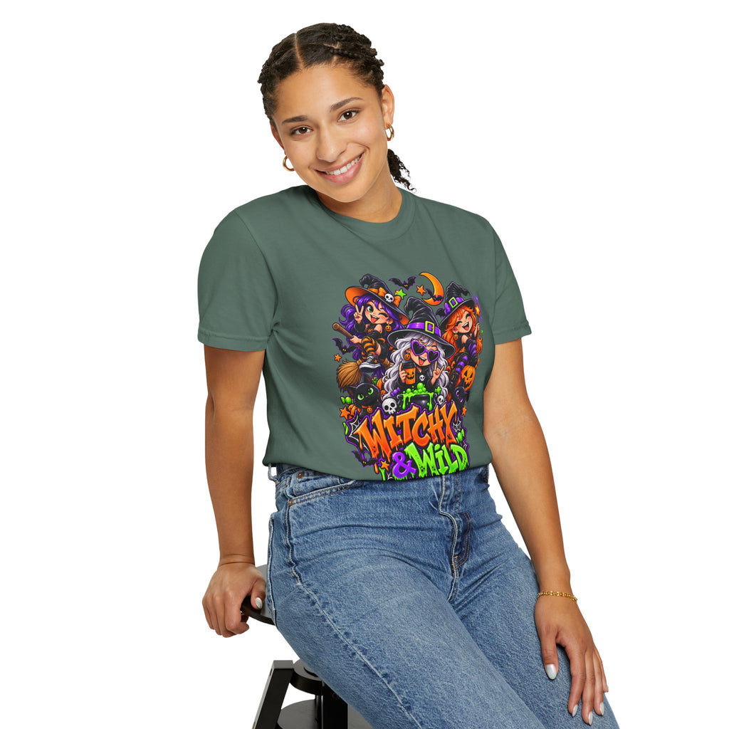 Witchy & Wild – Halloween Witch Crew Graphic T-Shirt