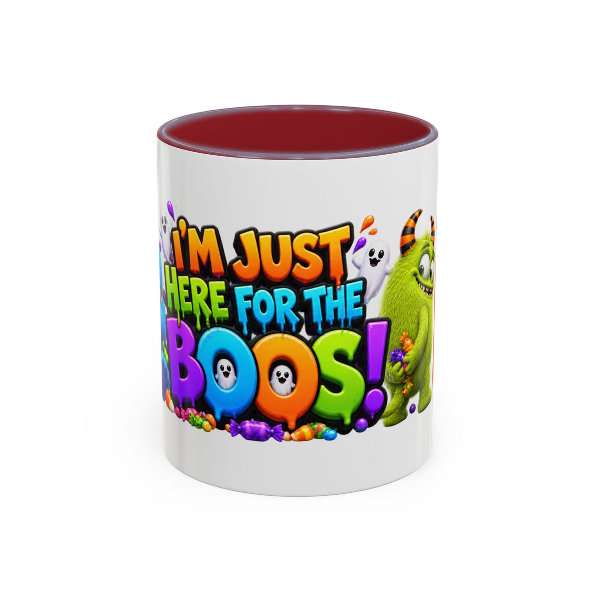 I’m Just Here for the Boos Funny Halloween Monster White Mug
