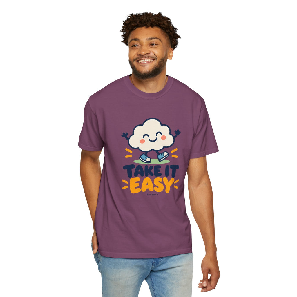 Take It Easy – Happy Cloud Graphic T-Shirt | Festora Everyday