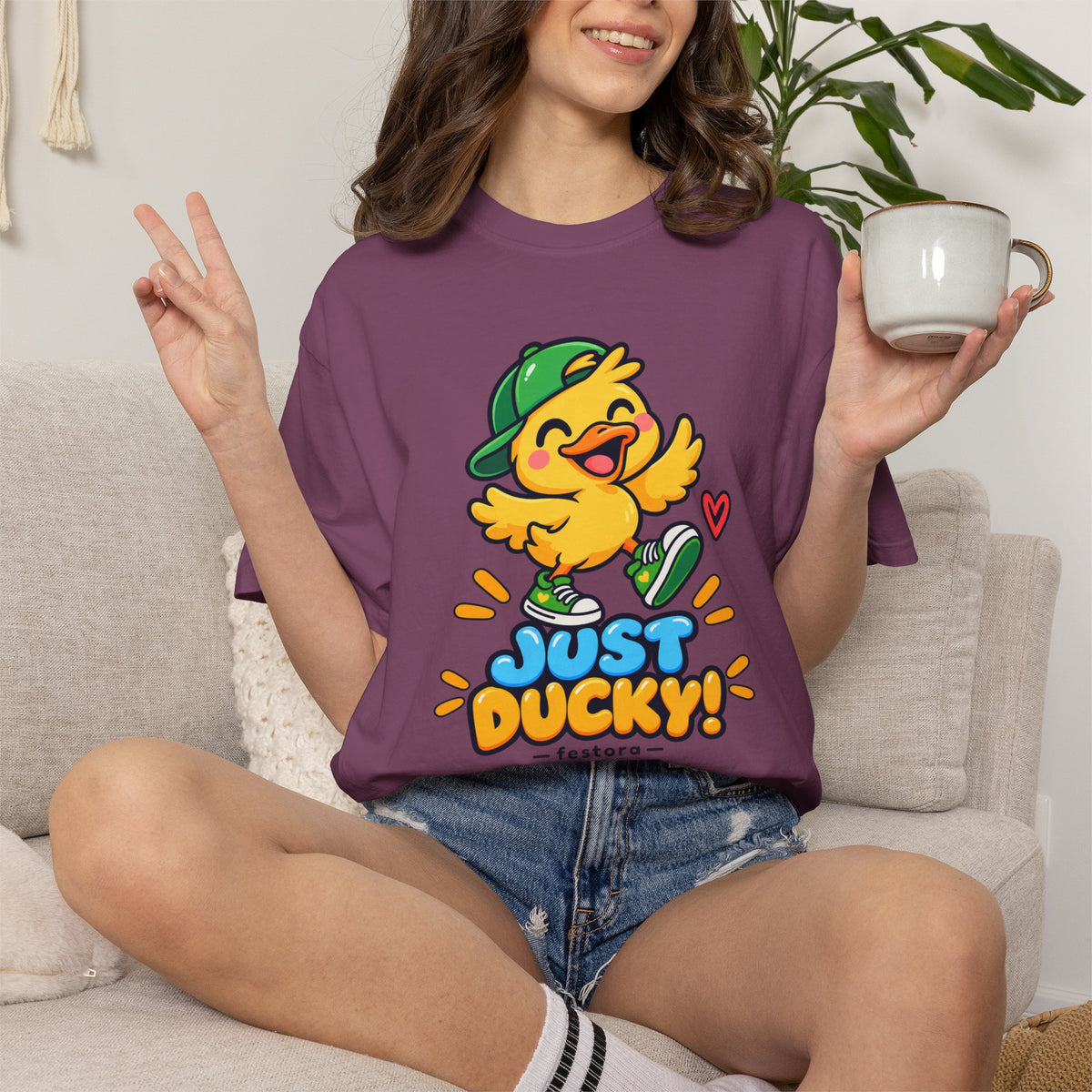Just Ducky! – Cute Happy Duck Graphic T-Shirt