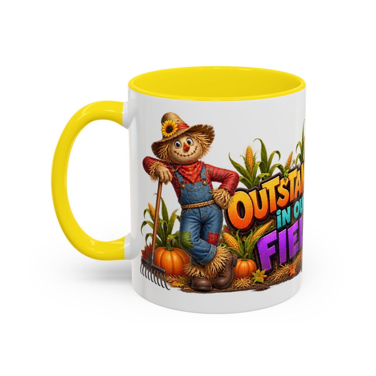 Outstanding in Our Field Funny Scarecrow Halloween White Mug
