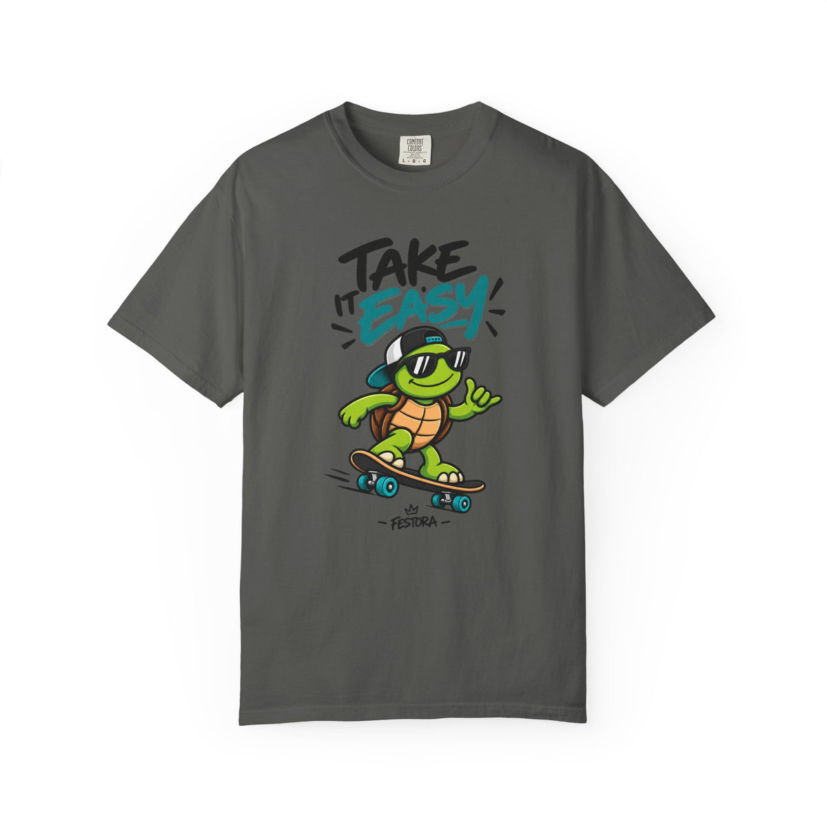 Take It Easy Skate Turtle Graphic T-Shirt | Festora Everyday
