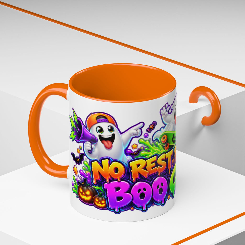 No Rest for the Boo Crew Crazy Ghosts Halloween White Mug