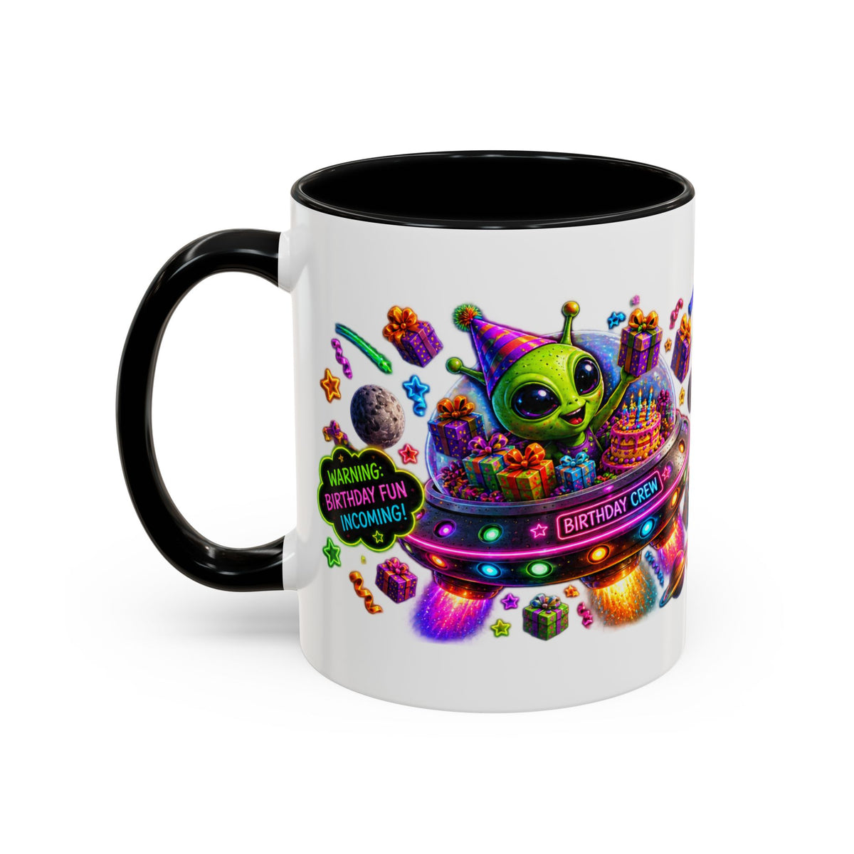 Birthday Galaxy Coffee Mug — "I Heard It's Your Birthday So I Brought The Party From Another Galaxy" Accent Mug