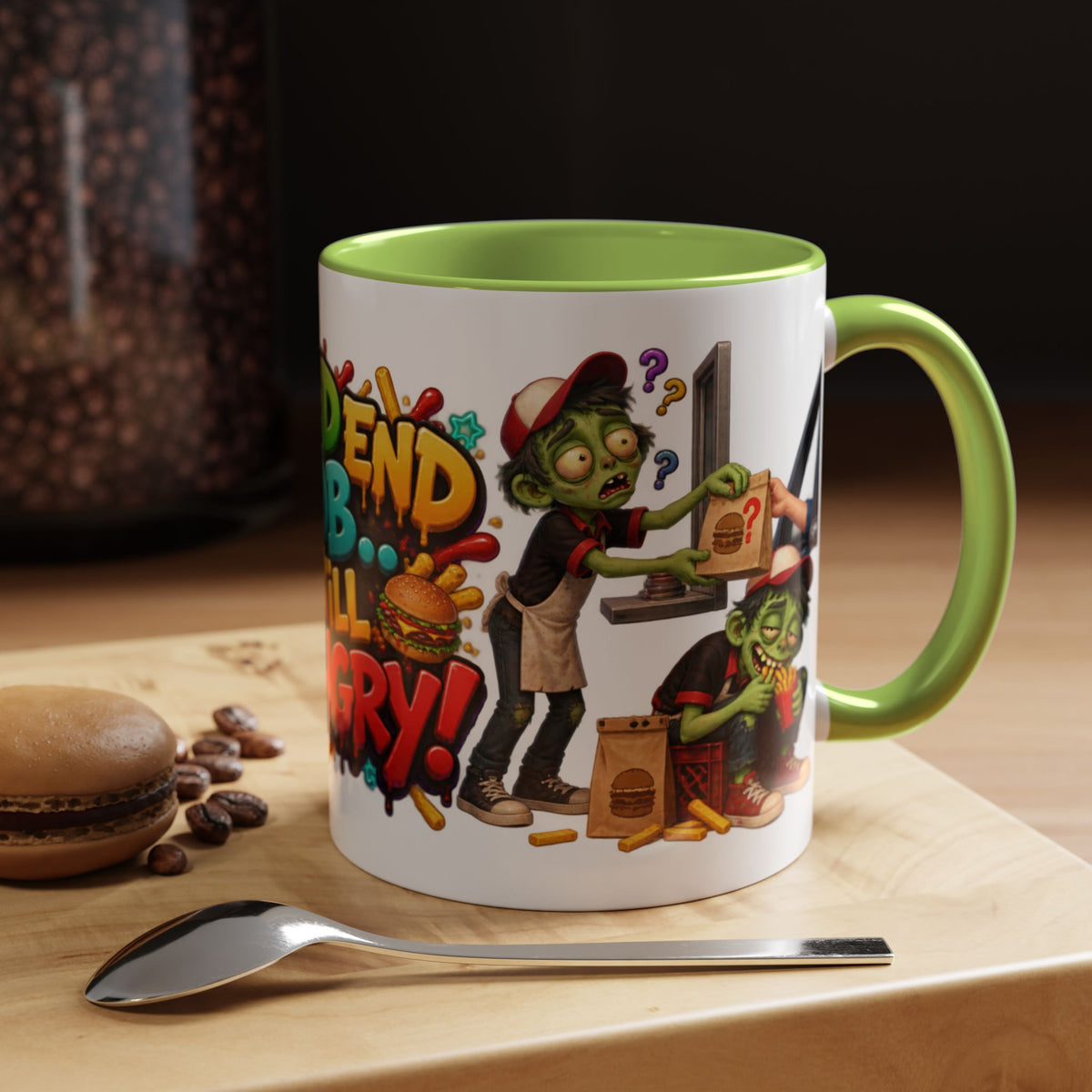 Dead End Job Still Hungry Funny Zombie Halloween White Mug