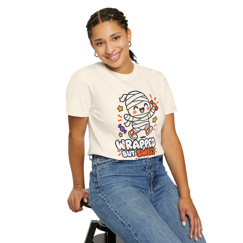 Wrapped but Sweet Halloween T-Shirt | Cute Mummy Graphic Tee