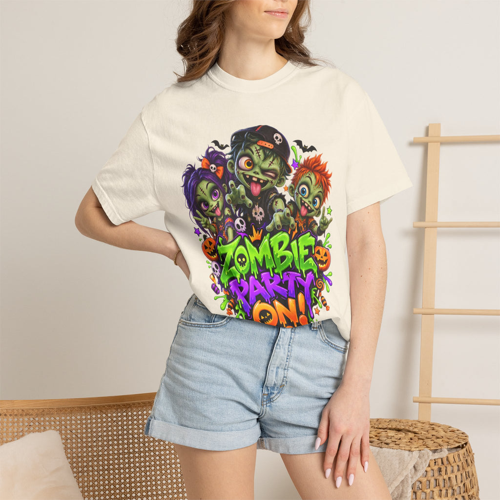 Zombie Party On! – Halloween Zombie Crew Graphic T-Shirt
