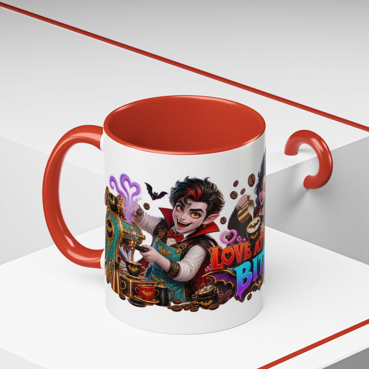 Love at First Bite Vampire Barista Halloween White Mug