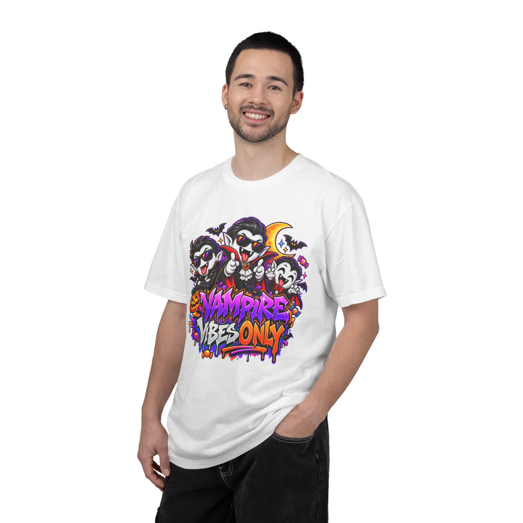 Neon Vampire Vibes Halloween Unisex Garment-Dyed T-Shirt Featuring a Cool Festora Vampire Crew