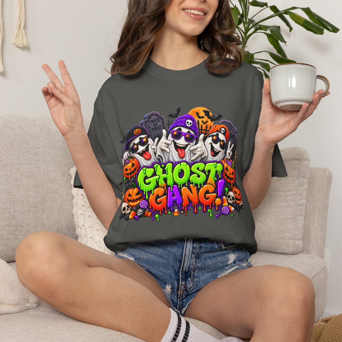 Ghost Gang Halloween T-Shirt – Funny Colorful Ghost Graphic Tee