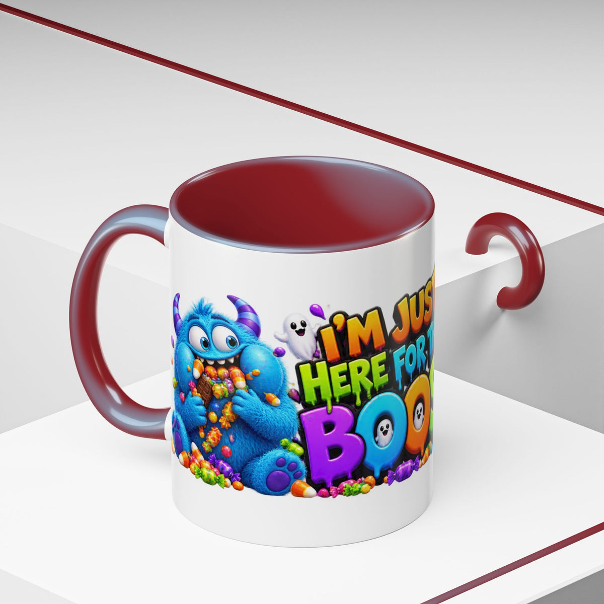 I’m Just Here for the Boos Funny Halloween Monster White Mug