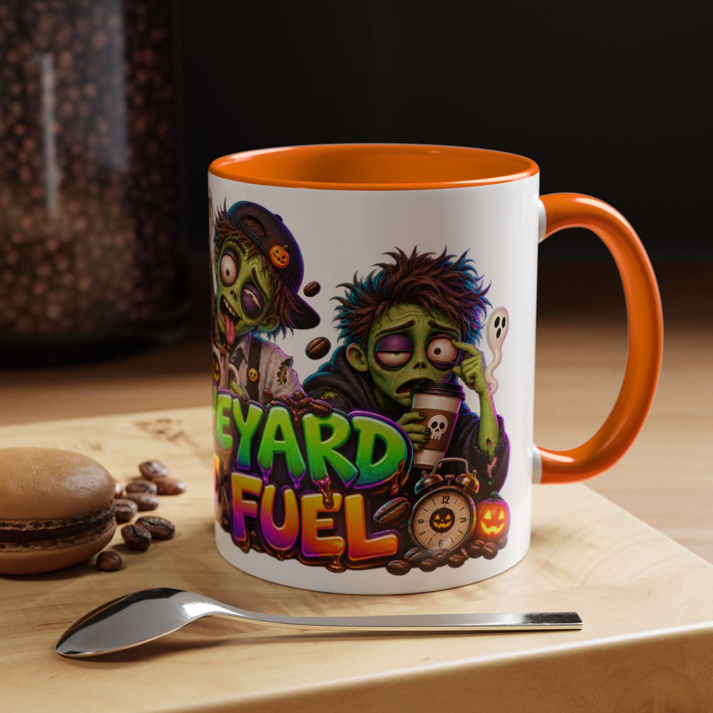 Graveyard Shift Fuel Coffee Zombies Halloween White Mug