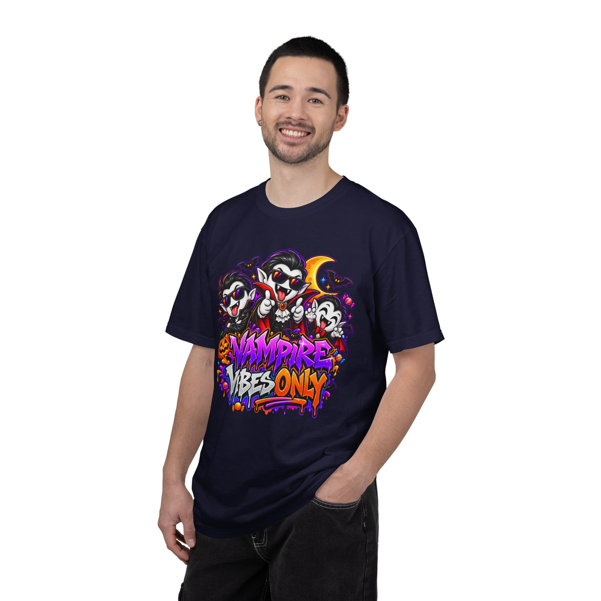 Neon Vampire Vibes Halloween Unisex Garment-Dyed T-Shirt Featuring a Cool Festora Vampire Crew