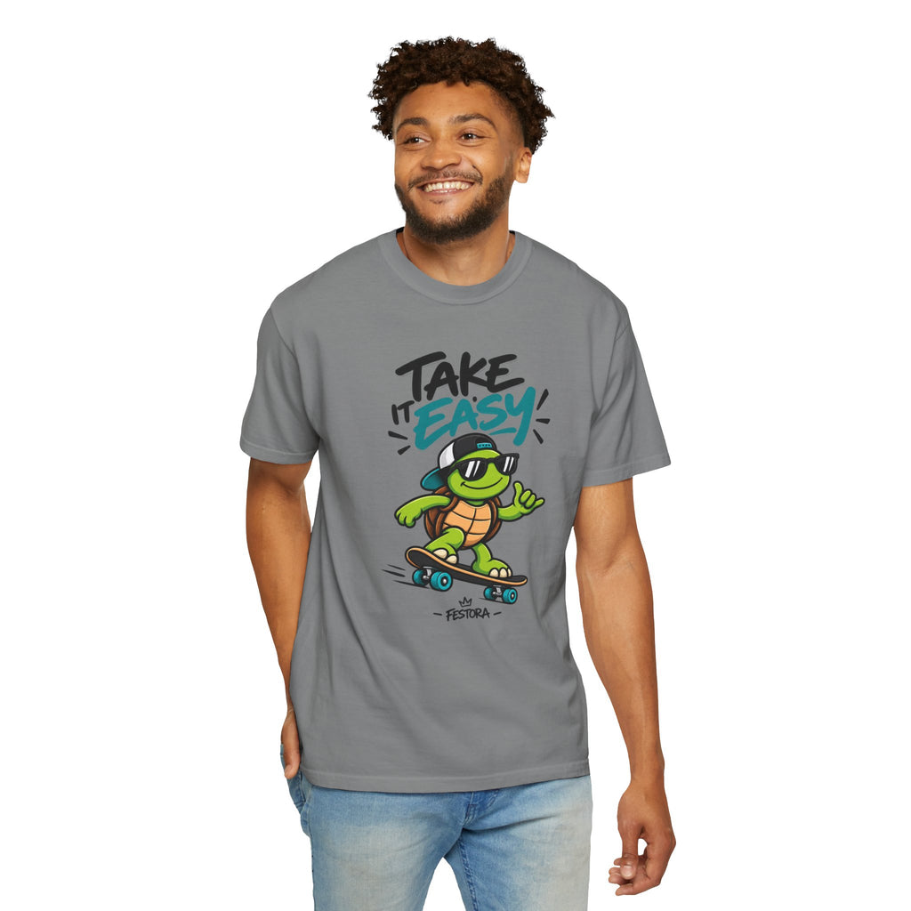 Take It Easy Skate Turtle Graphic T-Shirt | Festora Everyday