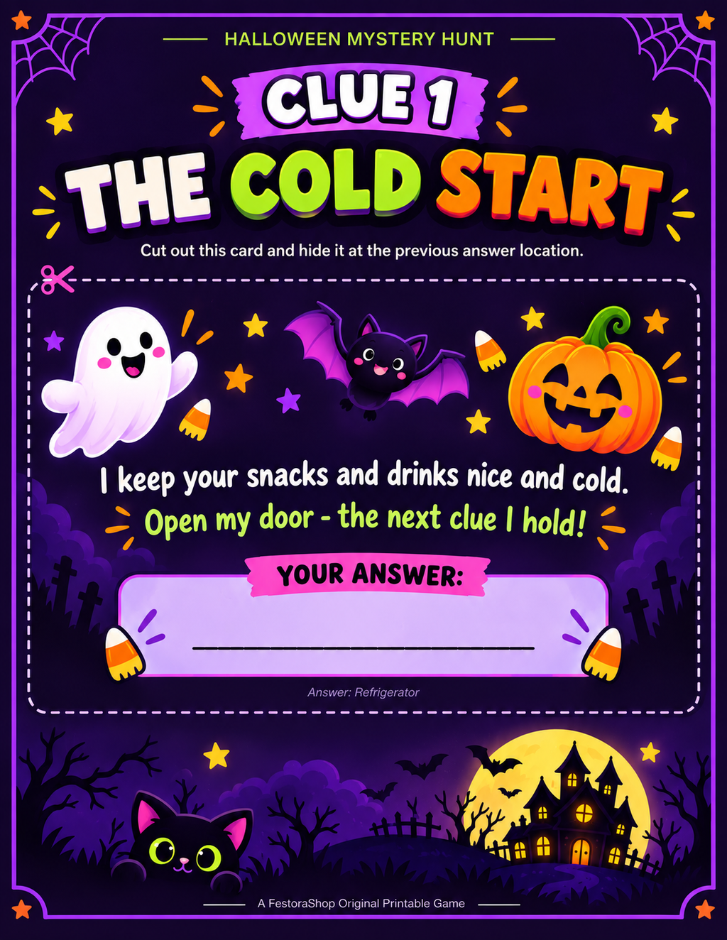 Halloween Mystery Hunt Printable Game – Haunted House Treasure Hunt for Kids