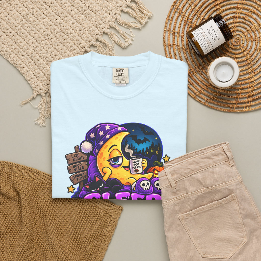 Sleep Is for the Living – Funny Halloween Moon T-Shirt