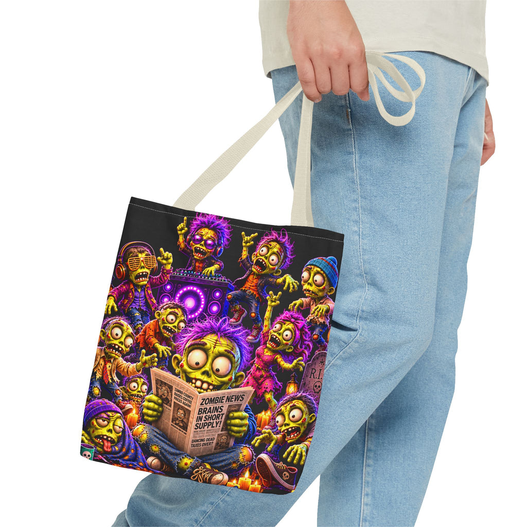 FestoraShop Funny Zombies Tote Bag - Cute 3D Halloween Zombie Reading Design