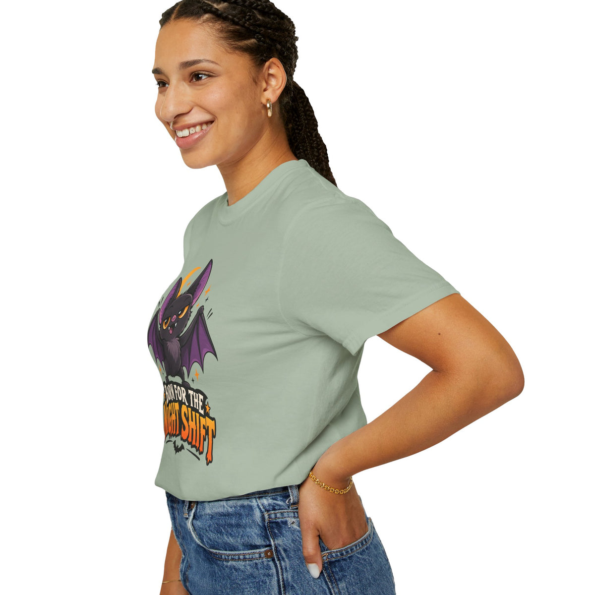 Born for the Night Shift – Cute Halloween Bat T-Shirt