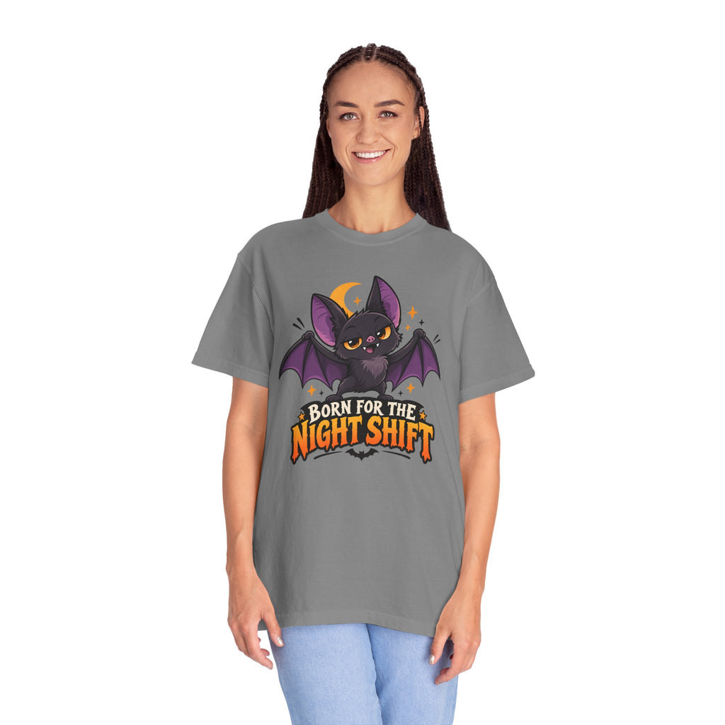 Born for the Night Shift – Cute Halloween Bat T-Shirt