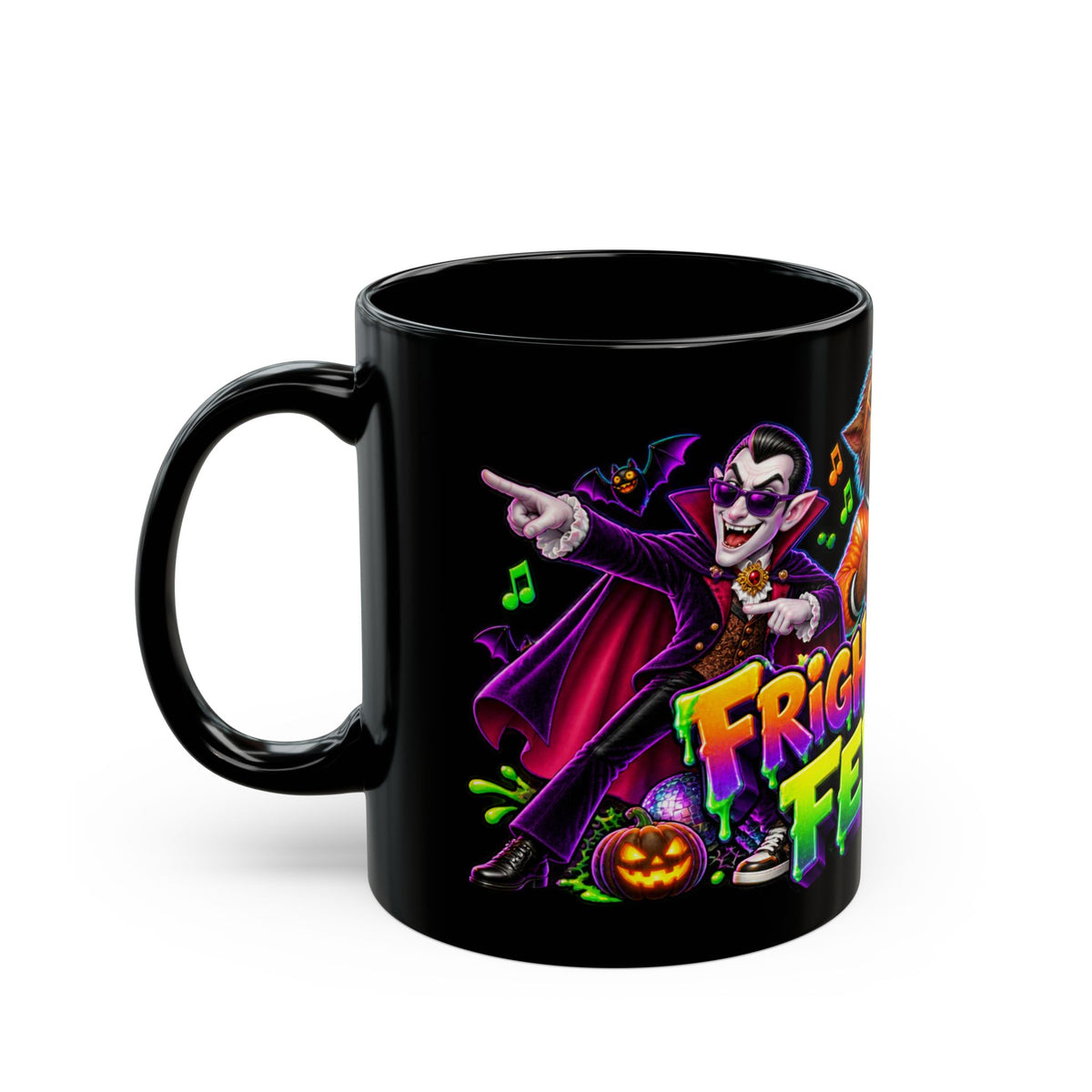 Fright Night Fever Dancing Monsters Halloween Black Mug