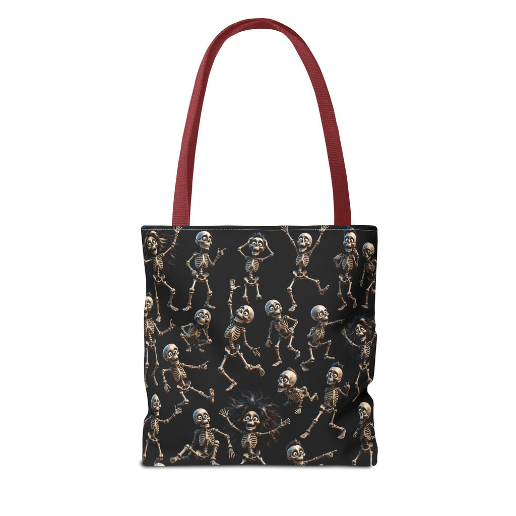 Spooky Skeleton Crew Halloween Tote Bag - Cute 3D Skeleton Pattern