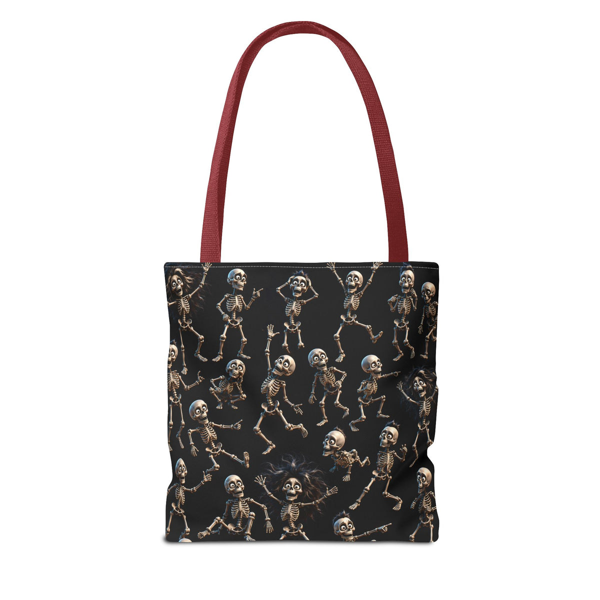 Spooky Skeleton Crew Halloween Tote Bag - Cute 3D Skeleton Pattern